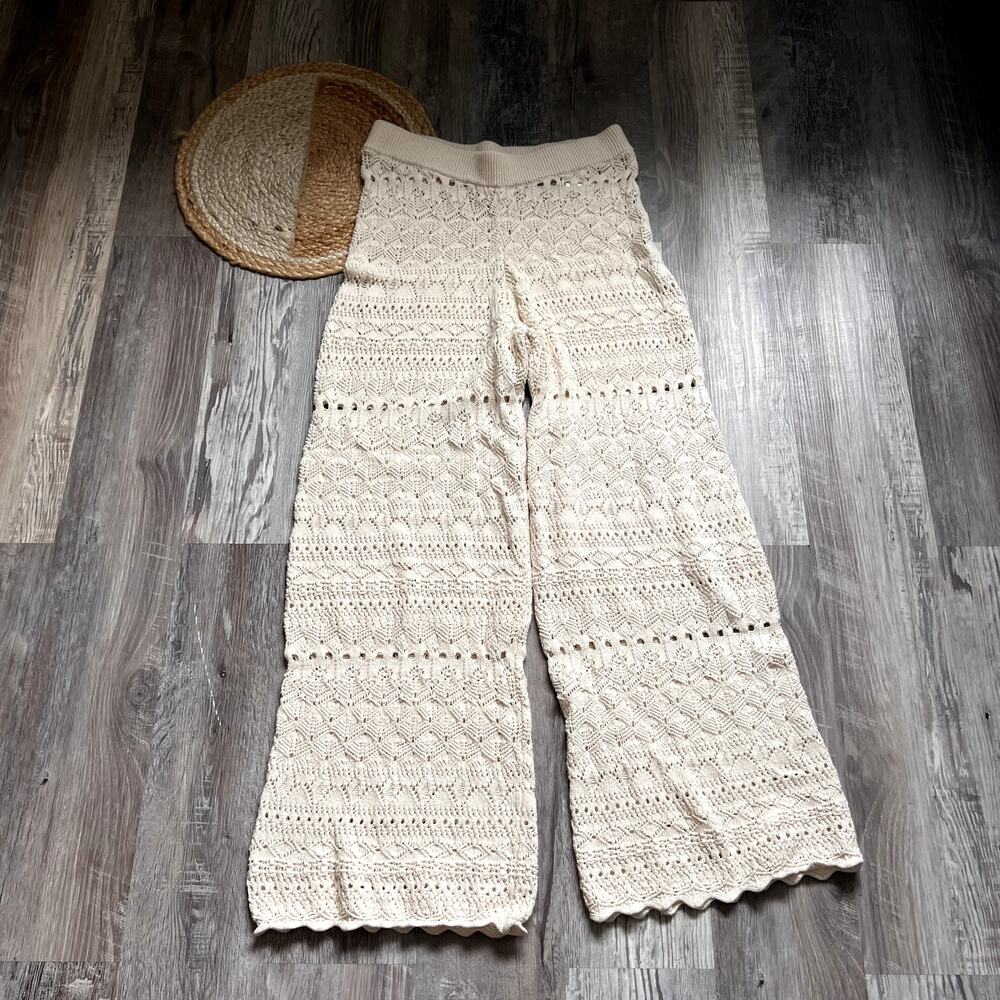 HOUSE OF HARLOW 1960 Wide-Leg Crochet Womens Pants